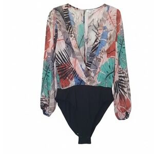 Libian NWT Tropical Baddie Mobwife long sleeve sheer bodysuit 3X